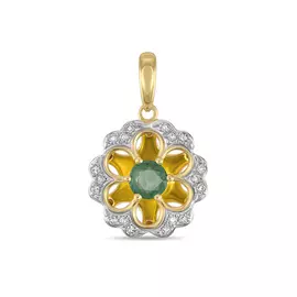 Золотая подвеска c бриллиантами и изумрудом