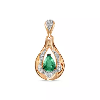 Золотая Подвеска c бриллиантами и изумрудом