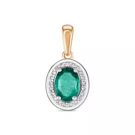 Золотая подвеска c бриллиантами и изумрудом