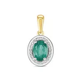 Золотая подвеска c бриллиантами и изумрудом