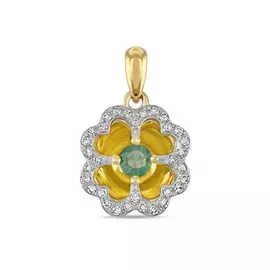 Золотая Подвеска c бриллиантами и изумрудом