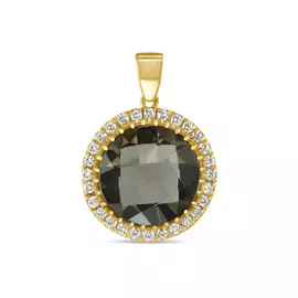 Золотая Подвеска c бриллиантами и кварцем