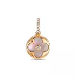 Золотая подвеска c бриллиантами и перламутром