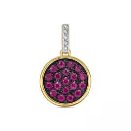 Золотая подвеска c бриллиантами и рубинами