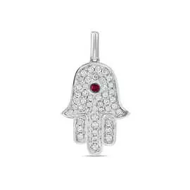 Золотая подвеска c бриллиантами и рубином