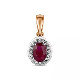 Золотая Подвеска c бриллиантами и рубином