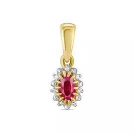 Золотая Подвеска c бриллиантами и рубином