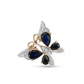 Золотая Подвеска c бриллиантами и сапфирами