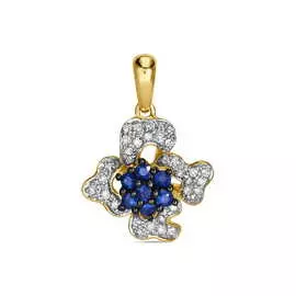 Золотая подвеска c бриллиантами и сапфирами