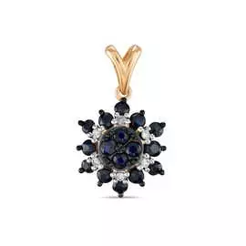 Золотая подвеска c бриллиантами и сапфирами