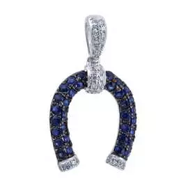 Золотая подвеска c бриллиантами и сапфирами