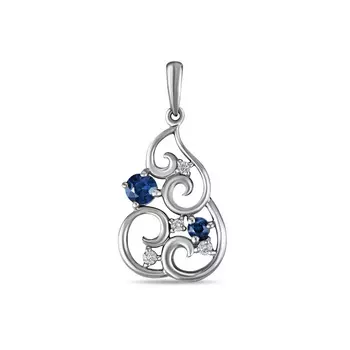 Золотая Подвеска c бриллиантами и сапфирами