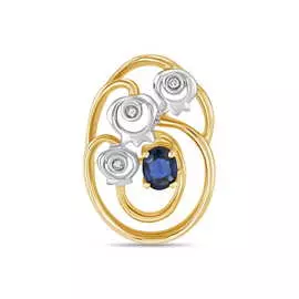 Золотая подвеска c бриллиантами и сапфиром