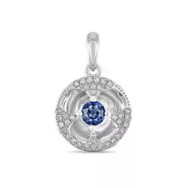 Золотая подвеска c бриллиантами и сапфиром