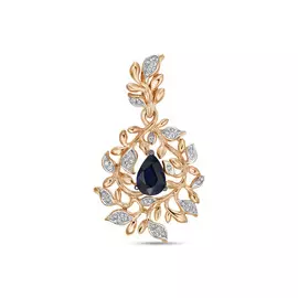 Золотая подвеска c бриллиантами и сапфиром