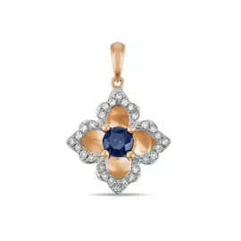 Золотая подвеска c бриллиантами и сапфиром