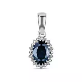 Золотая подвеска c бриллиантами и сапфиром