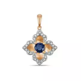 Золотая подвеска c бриллиантами и сапфиром