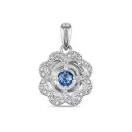 Золотая подвеска c бриллиантами и сапфиром