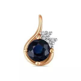 Золотая Подвеска c бриллиантами и сапфиром