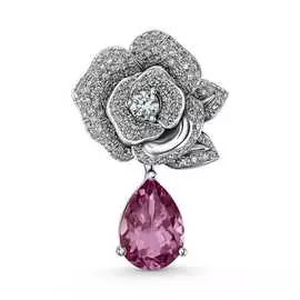 Золотая подвеска c бриллиантами и турмалином