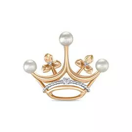 Золотая Подвеска c бриллиантами и жемчугом