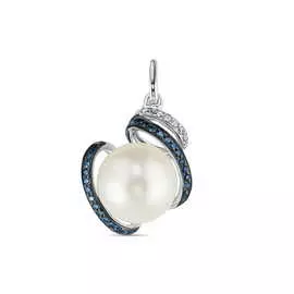 Золотая подвеска c бриллиантами и жемчугом