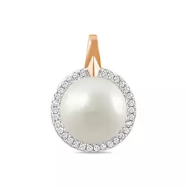 Золотая подвеска c бриллиантами и жемчугом