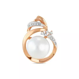 Золотая подвеска c бриллиантами и жемчугом