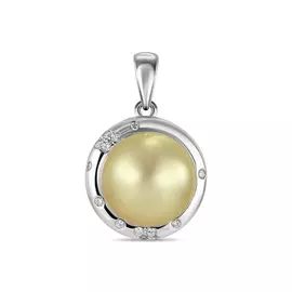 Золотая подвеска c бриллиантами и жемчугом