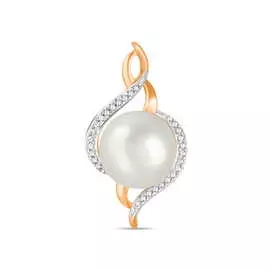 Золотая подвеска c бриллиантами и жемчугом