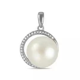 Золотая подвеска c бриллиантами и жемчугом