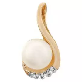 Золотая подвеска c бриллиантами и жемчугом