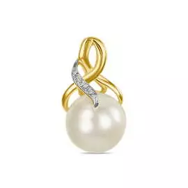 Золотая подвеска c бриллиантами и жемчугом