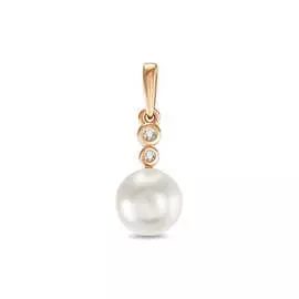Золотая Подвеска c бриллиантами и жемчугом