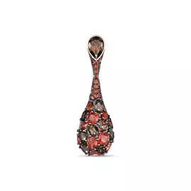 Золотая подвеска c бриллиантами, сапфирами и кварцем