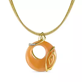 Золотая подвеска c бриллиантами, шнуроком и кварцем