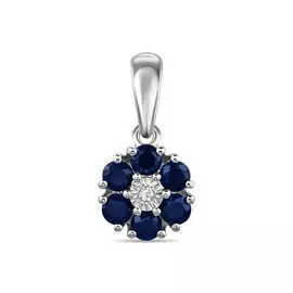 Золотая подвеска c бриллиантом и сапфирами