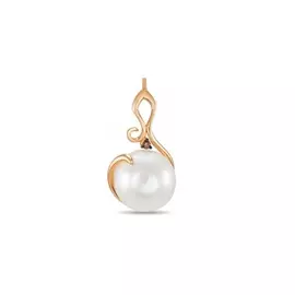 Золотая подвеска c бриллиантом и жемчугом