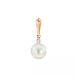Золотая подвеска c бриллиантом и жемчугом