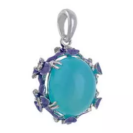 Золотая подвеска c халцедоном, бриллиантами и эмалью