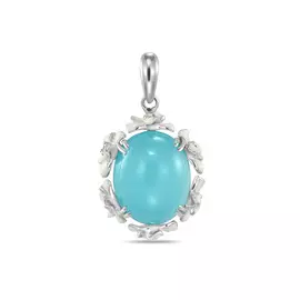 Золотая подвеска c халцедоном, бриллиантами и эмалью