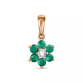 Золотая подвеска c изумрудами и сапфиром