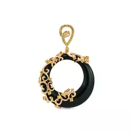 Золотая подвеска c ониксом и сапфирами