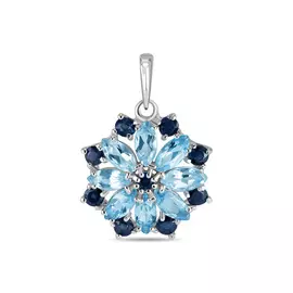 Золотая подвеска c топазами и сапфирами