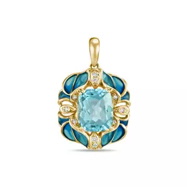 Золотая Подвеска c топазом, бриллиантами и эмалью