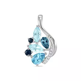 Золотая подвеска c топазом, бриллиантами и сапфирами