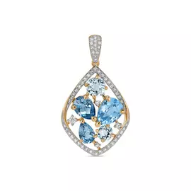 Золотая подвеска c топазом и бриллиантами