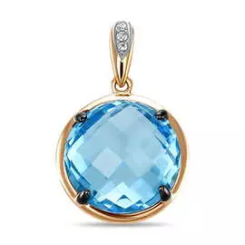 Золотая подвеска c топазом и бриллиантами