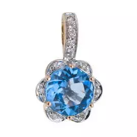 Золотая подвеска c топазом и бриллиантами